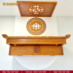 Bàn Thờ Treo Tường Gỗ Gõ Đỏ Tài Lộc 81x48 GV-TR015