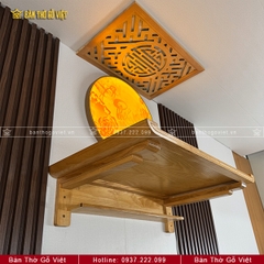 Bàn Thờ Treo Tường Gỗ Sồi Chân Bắp Màu Vàng Sáng GV-TR020