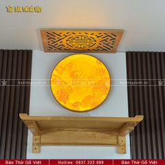 Bàn Thờ Treo Tường Gỗ Sồi Chân Bắp Màu Vàng Sáng GV-TR020