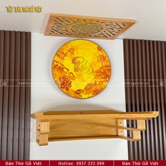 Bàn Thờ Treo Tường Gỗ Sồi Chân Thang Màu Vàng Sáng GV-TR022