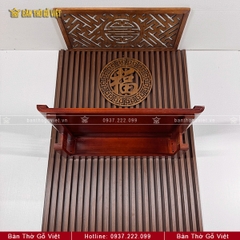 Bàn Thờ Treo Tường Gỗ Sồi Chân Thọ Màu Cánh Gián GV-TR023