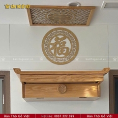 Bàn Thờ Treo Tường Gỗ Sồi Hoạch Tài Màu Vàng Sáng GV-TR014