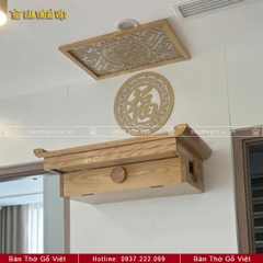 Bàn Thờ Treo Tường Gỗ Sồi Hoạch Tài Màu Vàng Sáng GV-TR014