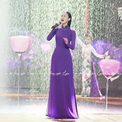 Áo Dài Màu Tím Huế Truyền Thống 4 Tà Chiffon Tay Dài Ôm Eo, Tôn Vóc Dáng Thanh Lịch Cuốn Hút