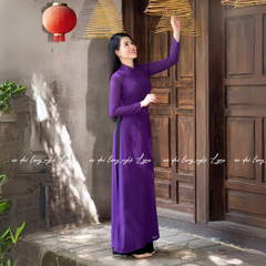 Áo Dài Màu Tím Huế Truyền Thống 4 Tà Chiffon Tay Dài Ôm Eo, Tôn Vóc Dáng Thanh Lịch Cuốn Hút
