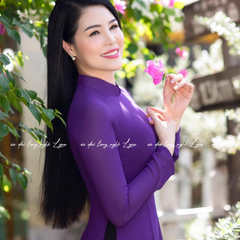 Áo Dài Màu Tím Huế Truyền Thống 4 Tà Chiffon Tay Dài Ôm Eo, Tôn Vóc Dáng Thanh Lịch Cuốn Hút