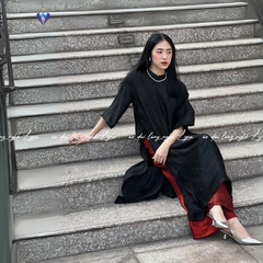 Áo Dài Gấm Đen Tuyền Nguyệt Dạ Dáng Suông Sang Trọng Quý Phái