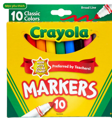 bút dạ Crayola Ultra-Clean Washable Broad Line Markers có thể xóa được 10 cây của Mỹ