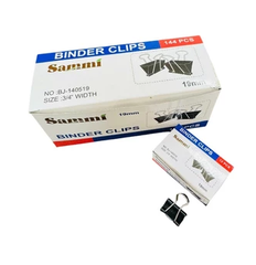 Hộp 12 chiếc kẹp kẹp tài liệu đen Sammi cao cấp, Kẹp buom đen 19mm