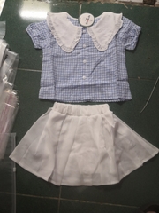 Bộ áo cổ bèo váy Chau kids TỒN