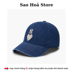Mũ MLB Jeans Trái Tim - Xanh Đậm