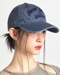 Mũ MLB Jeans Chữ Thêu - Xanh Dương