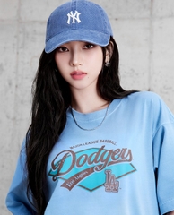 Mũ MLB Jeans Logo Thêu Màu - Xanh Dương