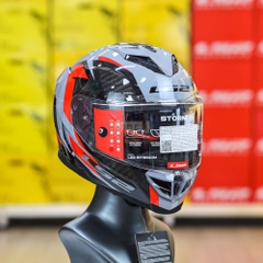 Mũ Fullface 2 Kính LS2 FF818 Storm III Dynamo Đen Xám Đỏ 2026