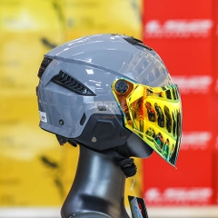 Mũ 1/2 LS2 OF610 Light Xám Xi Măng Bóng Kính Dài Gương Cam Chính Hãng Siêu Nhẹ