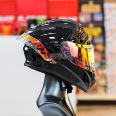 Combo Mũ Fullface EGO E81 Đen Bóng Kính Revo Cam Và Đuôi Gió GPRR