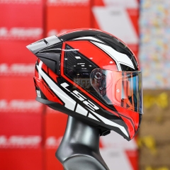 Combo Mũ Fullface LS2 FF353 Infinity Đen Trắng Đỏ Kèm Kính Revo Và Đuôi Gió