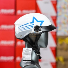 Mũ 1/2 Xpeed HJC Vivo 20 Ngôi Sao Trắng Xanh Kèm Mái Che - Kiểu Dáng Đẹp