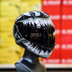 Combo Mũ Fullface HJC C10 Đen Bóng Tem Decal Venom Xám - Chuẩn ECE 2206