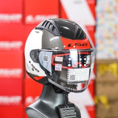Mũ 3/4 LS2 OF600 2 Kính Trắng Đỏ Bóng ECE 22.06