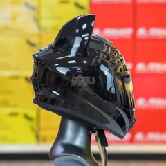 Combo Mũ Fullface 2 Kính EGO E81 Đen Bóng Tai Mèo, Kính Đen