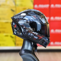 Combo Mũ Fullface EGO E72 Đen Bóng Tem Decal Kawasaki Xám Đỏ