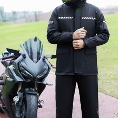 Áo Mưa Bộ ShieldX  Màu Đen Có Mũ Trùm - 2 Lớp Cao Cấp