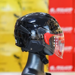 Mũ 1/2 LS2 OF610 Light Đen Bóng Kính Dài Trong Chính Hãng Siêu Nhẹ