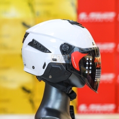 Mũ 1/2 LS2 OF610 Light Trắng Bóng Kính Dài Đen Chính Hãng Siêu Nhẹ