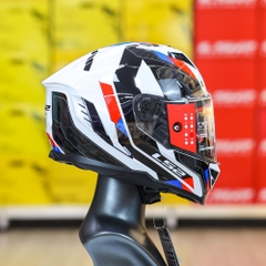 Mũ Fullface 2 Kính LS2 FF818 Storm III Sporty Trắng Đỏ 2026