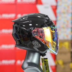 Mũ 3/4 2 Kính EGO E42 Plus Đen Bóng Chuẩn DOT - Kèm Kính Revo Cam