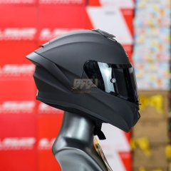 Combo Mũ Fullface 2 Kính EGO E81 Đen Nhám Kính Đen Và Đuôi Gió Pista Tròn