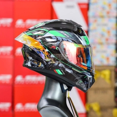 Combo Mũ Fullface EGO E81 Kính Revo Cam, Đuôi Gió GPRR, Tem Decal Kawasaki