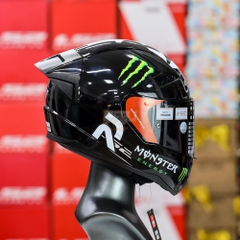 Combo Mũ Fullface LS2 FF353 Đen Bóng Kèm Kính Đen, Đuôi Gió Và Tem Decal HJC Monster