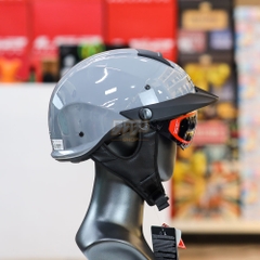 Mũ 1/2 LS2 OF590 Xám Xi Măng Bóng – Kính Âm Tiện Lợi, Mái Che Chắn Nắng, Đạt Chuẩn DOT