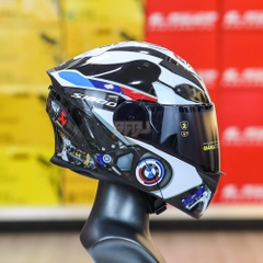 Combo Mũ Lật Hàm EGO E9 2 Kính Đen Bóng Tem Decal BMW 2025