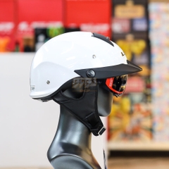 Mũ 1/2 LS2 OF590 Trắng Bóng – Kính Âm Tiện Lợi, Mái Che Chắn Nắng, Đạt Chuẩn DOT