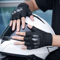 Găng Tay Ngắn Ngón JC-409H Màu Đen Có Gù Carbon