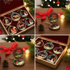 (10 cái/ hộp)  Halom đồ decor Trang trí giáng sinh Noel bằng gỗ