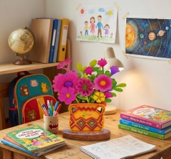 Lọ Hoa Gỗ DIY Halom Bộ Lắp Ghép Decor Bàn Học, Bàn Làm Việc Dễ Thương