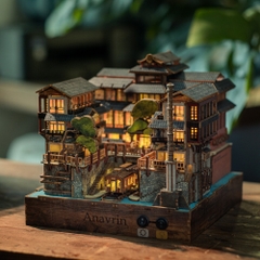 Mô hình Halom book nook diy Nhà tắm nước nóng Ginzan Onsen