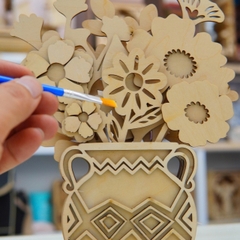 Lọ Hoa Gỗ DIY Tô Màu Halom Bộ Lắp Ghép Sáng Tạo Decor Bàn Học, Bàn Làm Việc