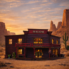 Mô hình Halom nhà hàng Viễn Tây western Town DIY