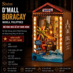 Mô Hình Gỗ DIY Book Nook Halom D'Mall Boracay Manila Philippines Có Đèn LED Decor Kệ Sách Quà Tặng