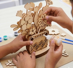 Lọ Hoa Gỗ DIY Tô Màu Halom Bộ Lắp Ghép Sáng Tạo Decor Bàn Học, Bàn Làm Việc