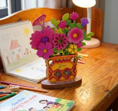 Lọ Hoa Gỗ DIY Halom Bộ Lắp Ghép Decor Bàn Học, Bàn Làm Việc Dễ Thương