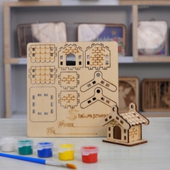 Bộ 10 Nhà Gỗ Mini DIY Halom Mô Hình Lắp Ráp & Tô Màu Sáng Tạo Cho Bé, Decor Bàn Học