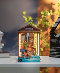 Mô Hình Gỗ DIY Book Nook Halom D'Mall Boracay Manila Philippines Có Đèn LED Decor Kệ Sách Quà Tặng