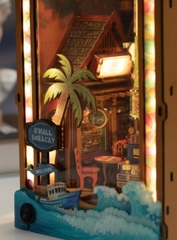 Mô Hình Gỗ DIY Book Nook Halom D'Mall Boracay Manila Philippines Có Đèn LED Decor Kệ Sách Quà Tặng