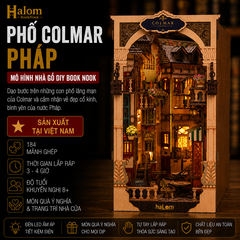 Mô Hình Gỗ DIY Book Nook Halom Phố Colmar Pháp Có Đèn LED | Decor Kệ Sách Cao Cấp